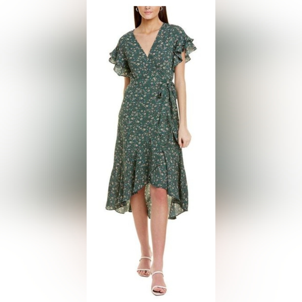 NWT Max Studio Floral Green Wrap Dress